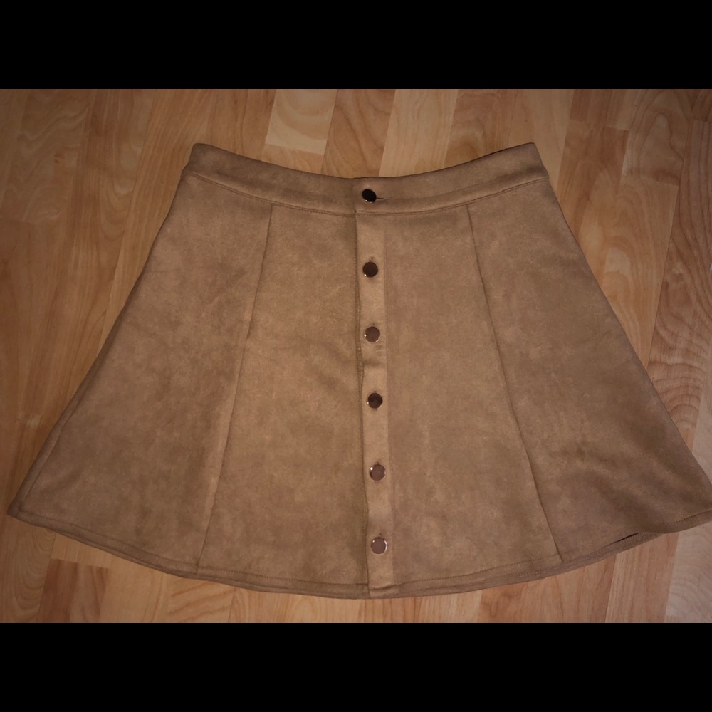 Tan faux suede skirt